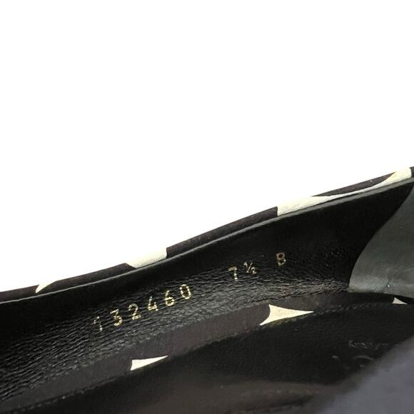 Gucci Women’s Black White Dot Cow Print Silver Bit Open Toe Pump Heels Size 7.5 - Picture 8 of 13